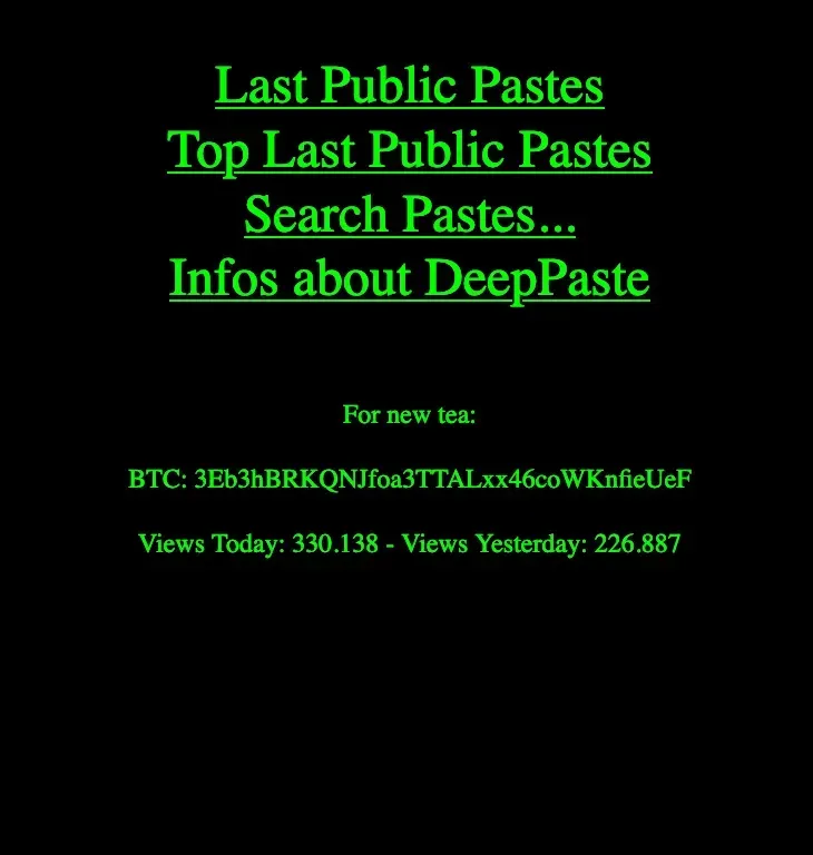 DeepPaste navigation page